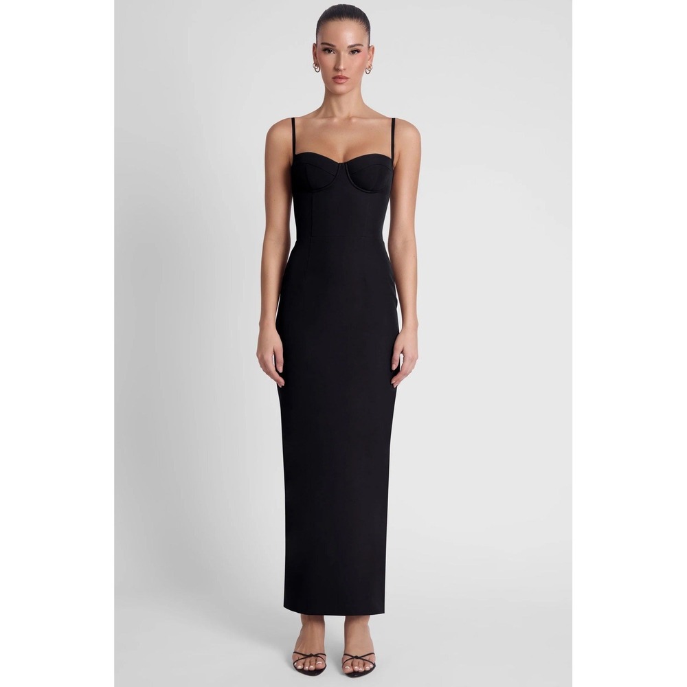 NEW Leau Belle Bustier Midi  Dress Size XS Black Stunning!! Structured bodice